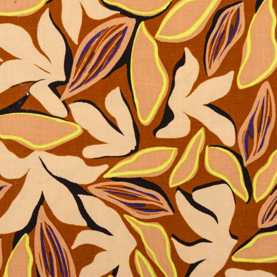 Viskose Stoff Radiance für Bekleidung ABSTRACT Blätter braun beige 1,4m Breite