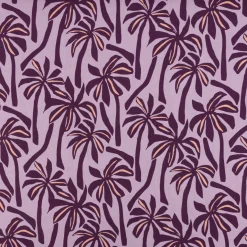 Viskose Stoff Radiance für Bekleidung PALMTREES Palmen violett rosa 1,4m Breite
