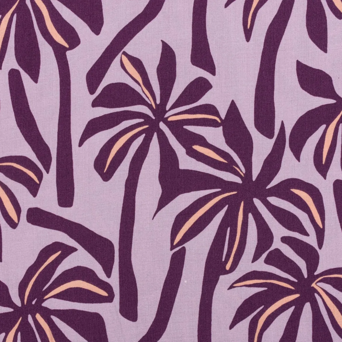 Viskose Stoff Radiance für Bekleidung PALMTREES Palmen violett rosa 1,4m Breite