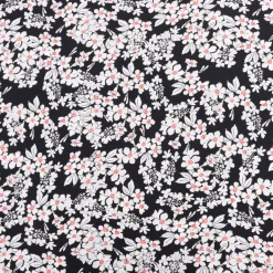 Viskose Stoff Radiance für Bekleidung FLOWERS Blumen schwarz weiß 1,4m Breite