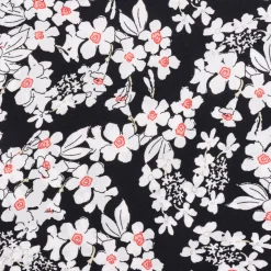 Viskose Stoff Radiance für Bekleidung FLOWERS Blumen schwarz weiß 1,4m Breite