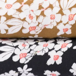 Viskose Stoff Radiance für Bekleidung FLOWERS Blumen schwarz weiß 1,4m Breite
