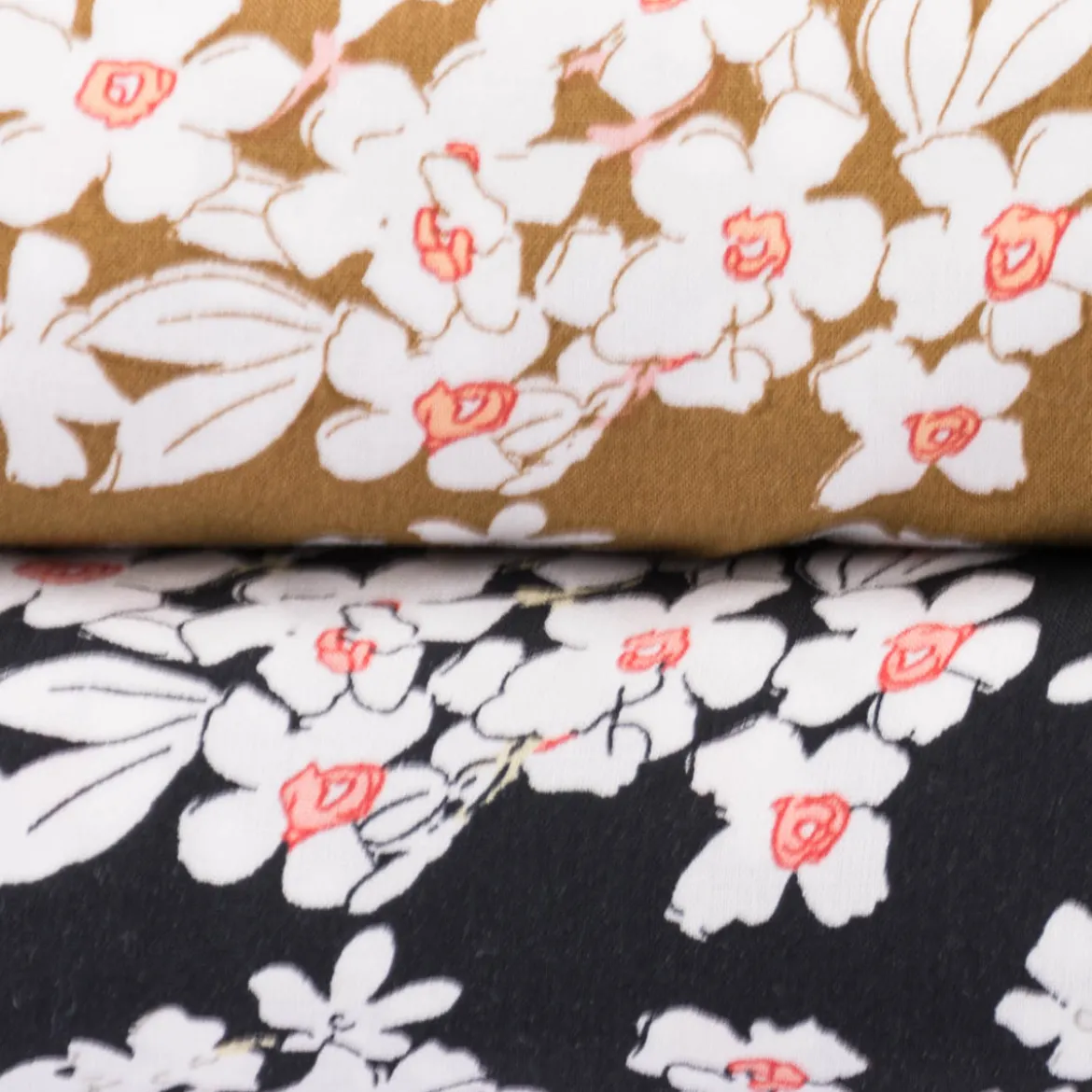 Viskose Stoff Radiance für Bekleidung FLOWERS Blumen schwarz weiß 1,4m Breite