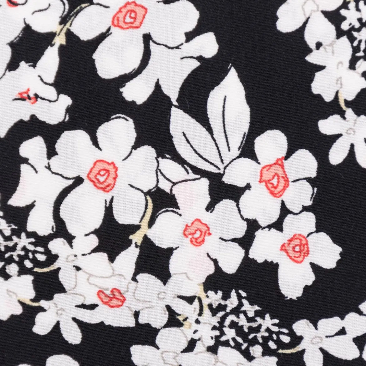 Viskose Stoff Radiance für Bekleidung FLOWERS Blumen schwarz weiß 1,4m Breite