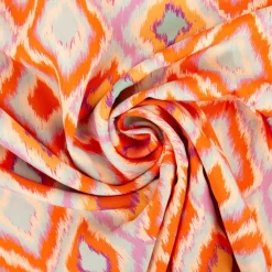 Viskose Stoff Radiance Raute Orange 1,42m Breite