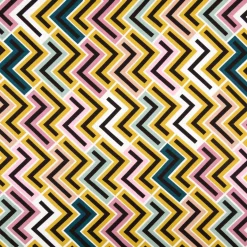 Viskose Stoff Rosella Stretch Retro ZickZack senfgelb bunt 1,38m Breite