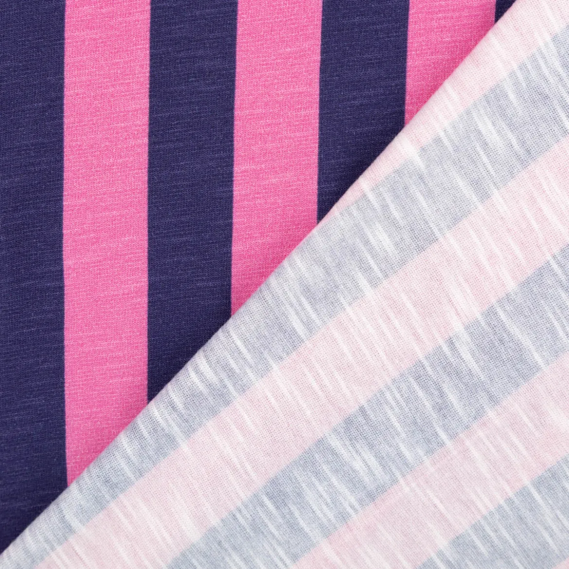Viskose Stoff Slub Jersey Happy Stripes by Cherry Picking pink dunkelblau von Swafing 1,60m Breite