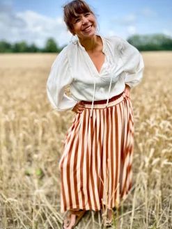 Viskose Stoff Slub Jersey Happy Stripes by Cherry Picking kupfer beige von Swafing 1,60m Breite