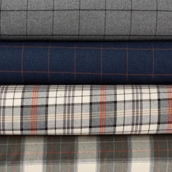 Viskose Stoff Tartan Muster Schottenkaro kariert beige grün rot 1,4m Breite