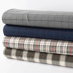 Viskose Stoff Tartan Muster Schottenkaro kariert beige grün rot 1,4m Breite