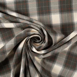 Viskose Stoff Tartan Muster Schottenkaro kariert beige grün rot 1,4m Breite