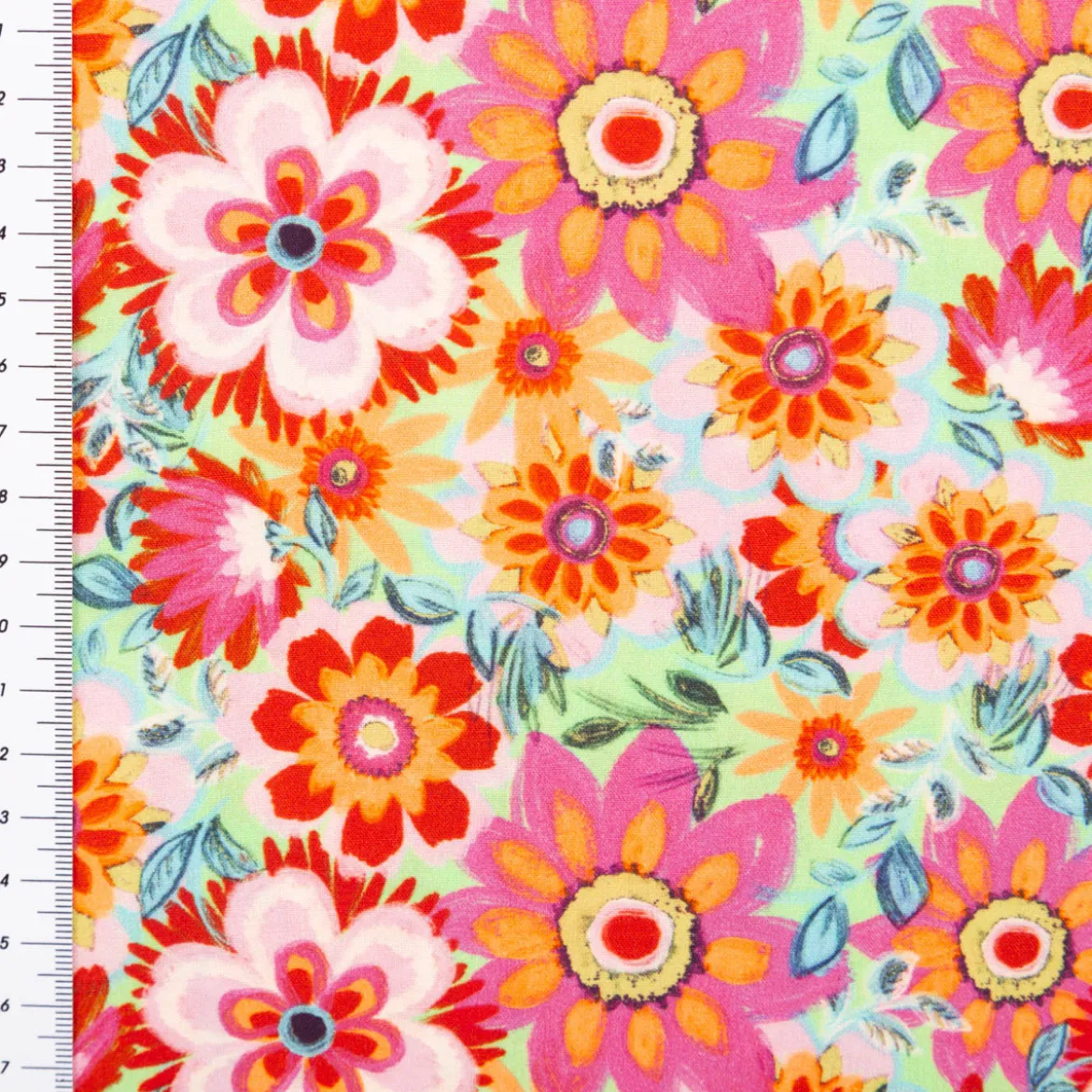 Viskose Stoff Webware Malis Blumen apricot pink hellgrün von Swafing 1,40m Breite