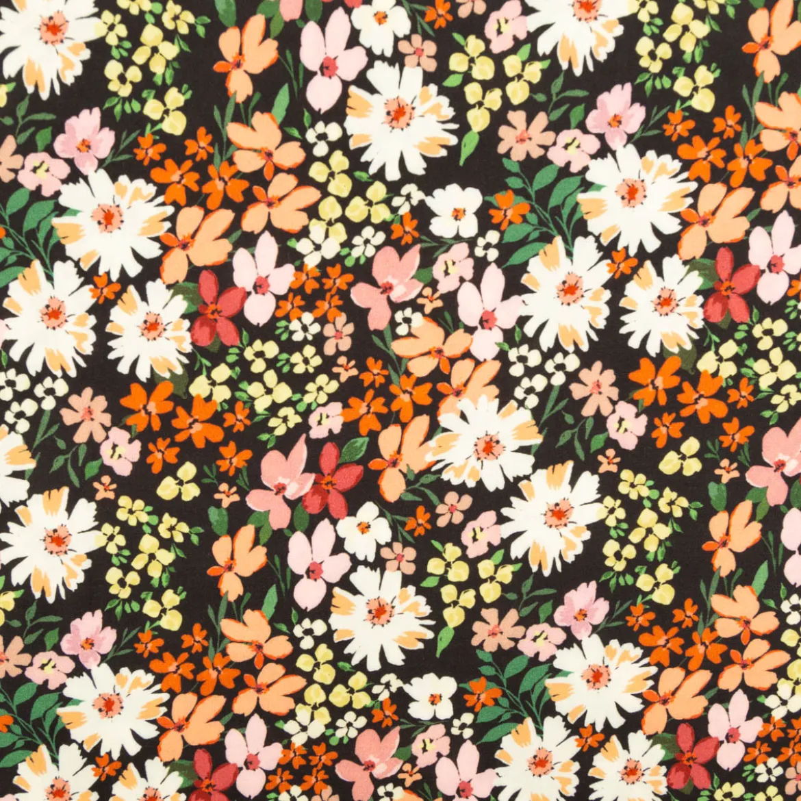 Viskose Stoff Webware Malis Blumen gelb apricot schwarz von Swafing 1,40m Breite