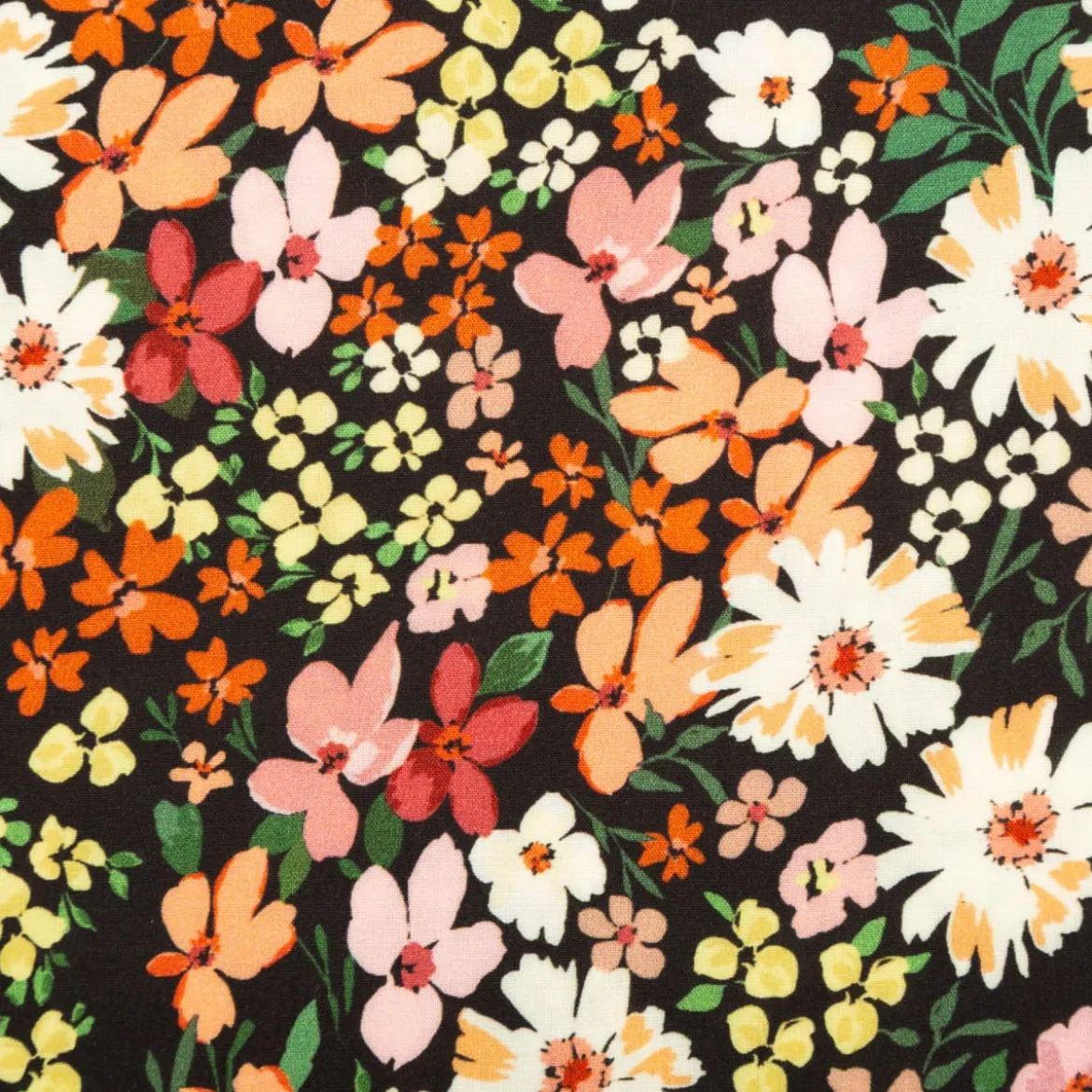 Viskose Stoff Webware Malis Blumen gelb apricot schwarz von Swafing 1,40m Breite