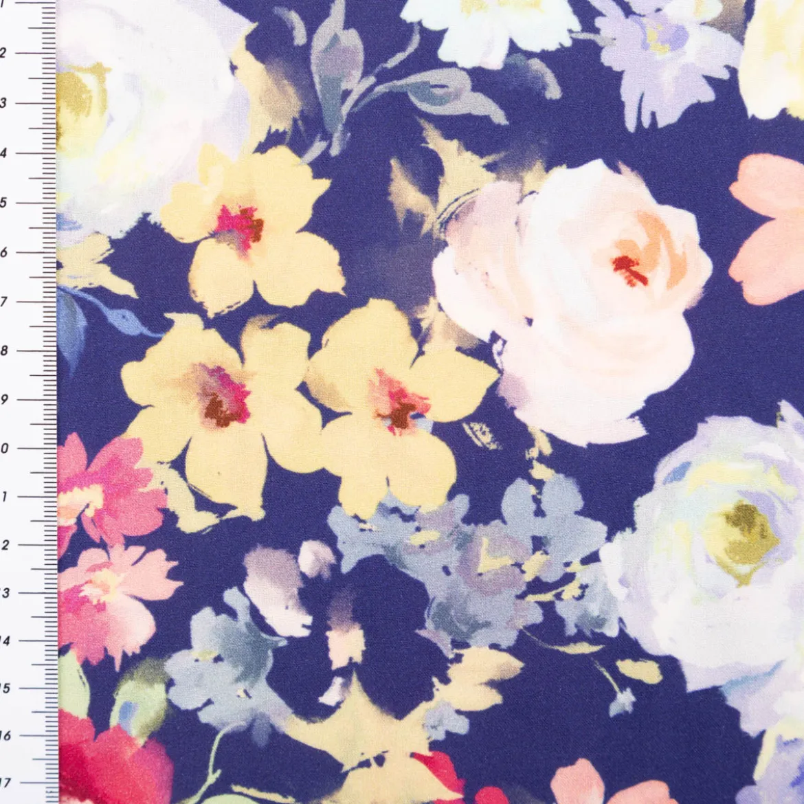 Viskose Stoff Webware Malis Blumen flieder gelb dunkelblau von Swafing 1,40m Breite