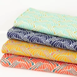 Viskose Stoff Webware Vienna Coral by Bienvenido Colorido von Swafing blau 1,50m Breite