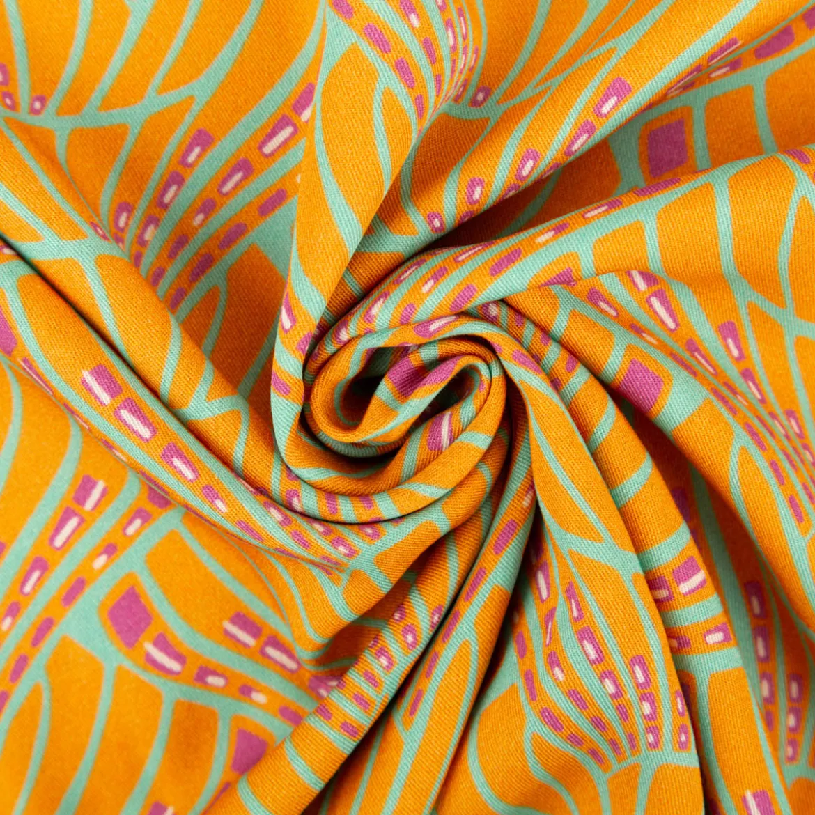 Viskose Stoff Webware Vienna Coral by Bienvenido Colorido von Swafing gelb 1,50m Breite