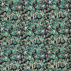 Voile Stoff Batik Blumen indigoblau 1,45m Breite