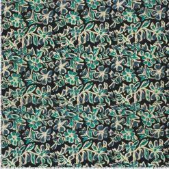 Voile Stoff Batik Blumen indigoblau 1,45m Breite