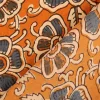 Voile Stoff Batik Blumen ocker blaugrau 1,45m Breite