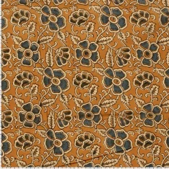 Voile Stoff Batik Blumen ocker blaugrau 1,45m Breite