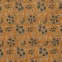 Voile Stoff Batik Blumen ocker blaugrau 1,45m Breite