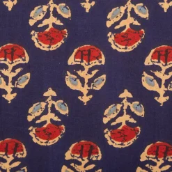 Voile Stoff Batik Ornamente marineblau 1,45m Breite