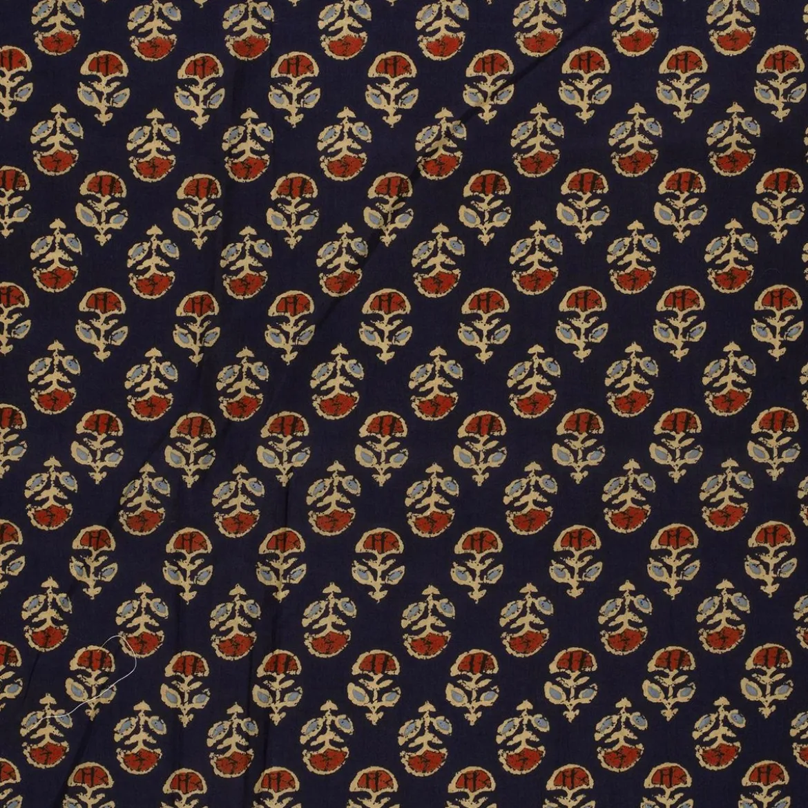Voile Stoff Batik Ornamente marineblau 1,45m Breite
