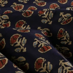 Voile Stoff Batik Ornamente marineblau 1,45m Breite