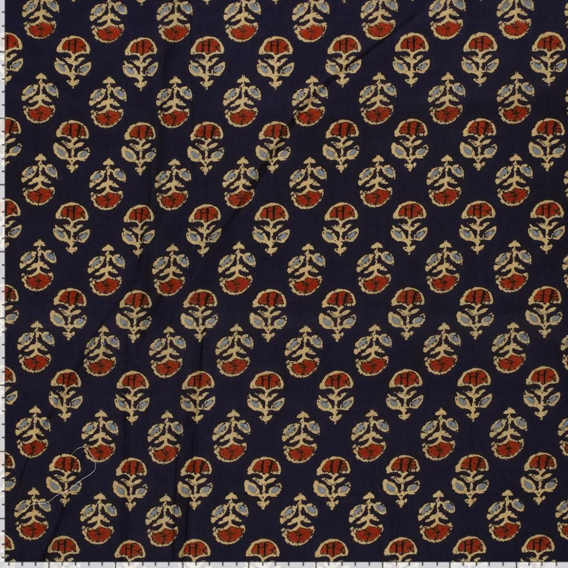 Voile Stoff Batik Ornamente marineblau 1,45m Breite
