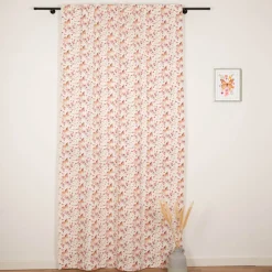 Vorhang Aquarell Blumen weiß mauve mit Smok-Schlaufenband 245x130cm (HxB) oder Wunschmaß von SCHÖNER LEBEN.