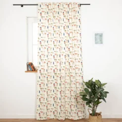 Vorhang aus Baumwolle Hunde beige bunt mit Smok-Schlaufenband 245x130cm (HxB) oder Wunschmaß von SCHÖNER LEBEN.