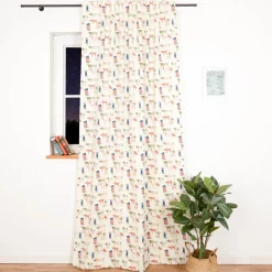 Vorhang aus Baumwolle Hunde beige bunt mit Smok-Schlaufenband 245x130cm (HxB) oder Wunschmaß von SCHÖNER LEBEN.