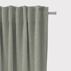 Vorhang aus Dobbystoff mit schmalen Streifen grün beige in 245cm oder Wunschlänge von SCHÖNER LEBEN.
