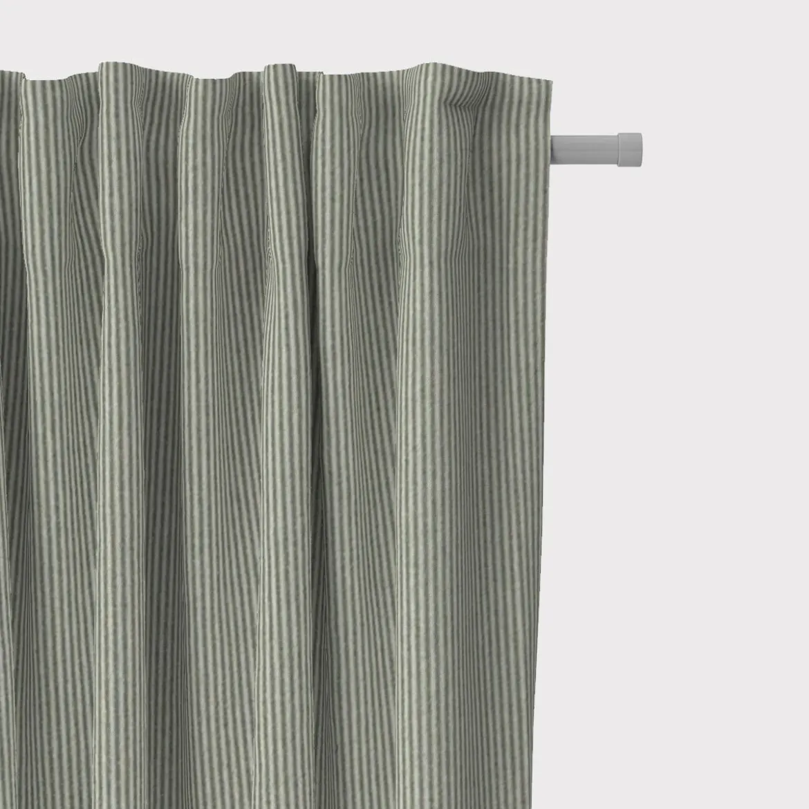Vorhang aus Dobbystoff mit schmalen Streifen grün beige in 245cm oder Wunschlänge von SCHÖNER LEBEN.