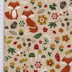 Vorhang Autumn Woodland Fox Füchse natur bunt 245cm oder Wunschlänge von SCHÖNER LEBEN.