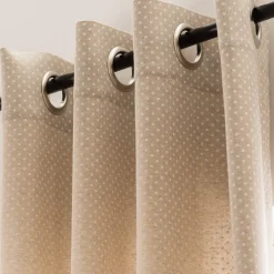Vorhang Basic Dot Pünktchen Leinenlook natur weiß in 245cm oder Wunschlänge von SCHÖNER LEBEN.