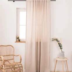 Vorhang Basic Stripe Streifen Leinenlook natur weiß in 245cm oder Wunschlänge von SCHÖNER LEBEN.