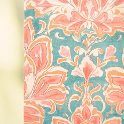 Vorhang Baumwolle Blumenornamente rosa petrol mit Smok-Schlaufenband 245x130cm (HxB) oder Wunschmaß von SCHÖNER LEBEN.