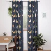 Vorhang Baumwolle Hühner dunkelblau bunt Landhaus mit Smok-Schlaufenband 245x130cm (HxB) oder Wunschmaß von SCHÖNER LEBEN.