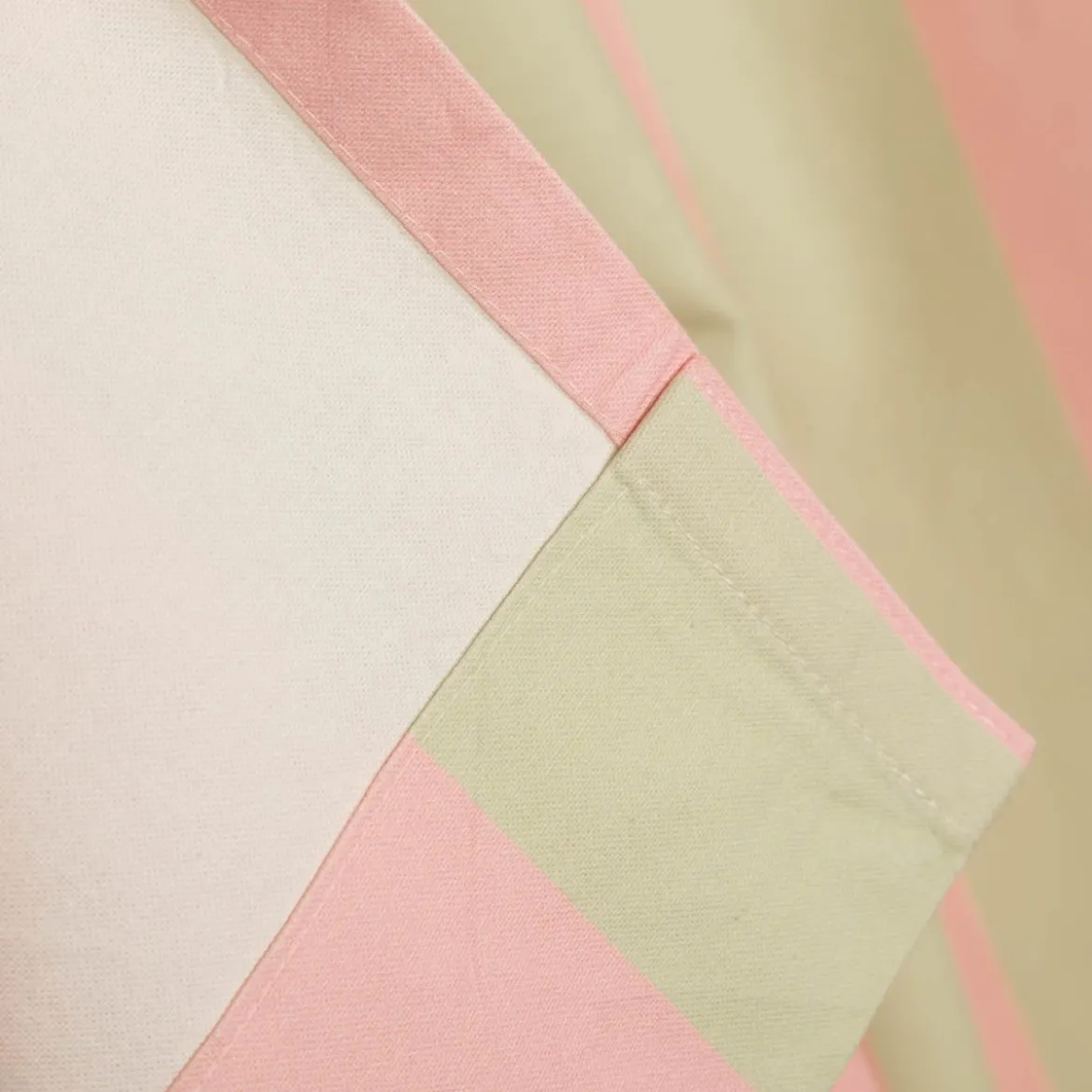 Vorhang Baumwolle Streifen Pistazie Rosa mit Smok-Schlaufenband 245x130cm (HxB) oder Wunschmaß von SCHÖNER LEBEN.
