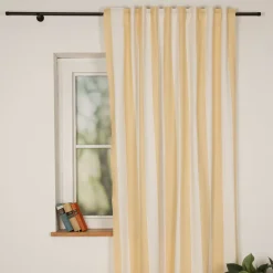 Vorhang Baumwolle Streifen Vanille Ecru mit Smok-Schlaufenband 245x130cm (HxB) oder Wunschmaß von SCHÖNER LEBEN.