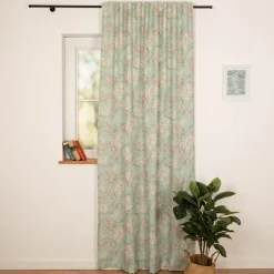 Vorhang Blütenzweige blau mit Smok-Schlaufenband 245x130cm (HxB) oder Wunschmaß von SCHÖNER LEBEN.