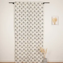 Vorhang Blumen abstrakt weiß mit Smok-Schlaufenband 245x130cm (HxB) oder Wunschmaß von SCHÖNER LEBEN.