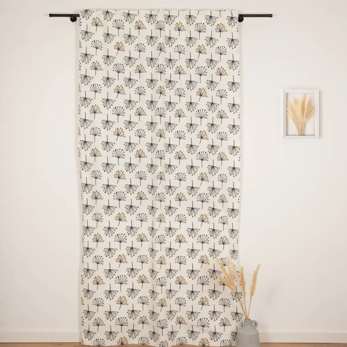 Vorhang Blumen abstrakt weiß mit Smok-Schlaufenband 245x130cm (HxB) oder Wunschmaß von SCHÖNER LEBEN.