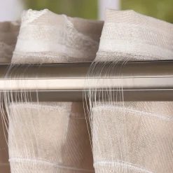 Vorhang Fertiggardine Jacquard mit Schlaufenband Blätter Beige 142x245cm