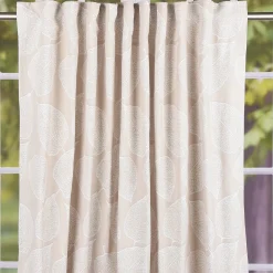 Vorhang Fertiggardine Jacquard mit Schlaufenband Blätter Beige 142x245cm