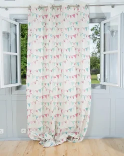 Vorhang Gardine Ösenschal Fahnengirlande 245cm oder Wunschlänge