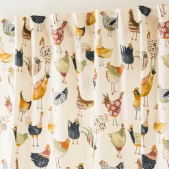 Vorhang Harriet Vintage Hühner wollweiß bunt in 245cm oder Wunschlänge von SCHÖNER LEBEN.