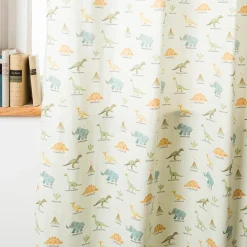 Vorhang Kinderzimmer mit Smok-Schlaufenband Dinosaurier mintgrün bunt in 245cm oder Wunschlänge von SCHÖNER LEBEN.